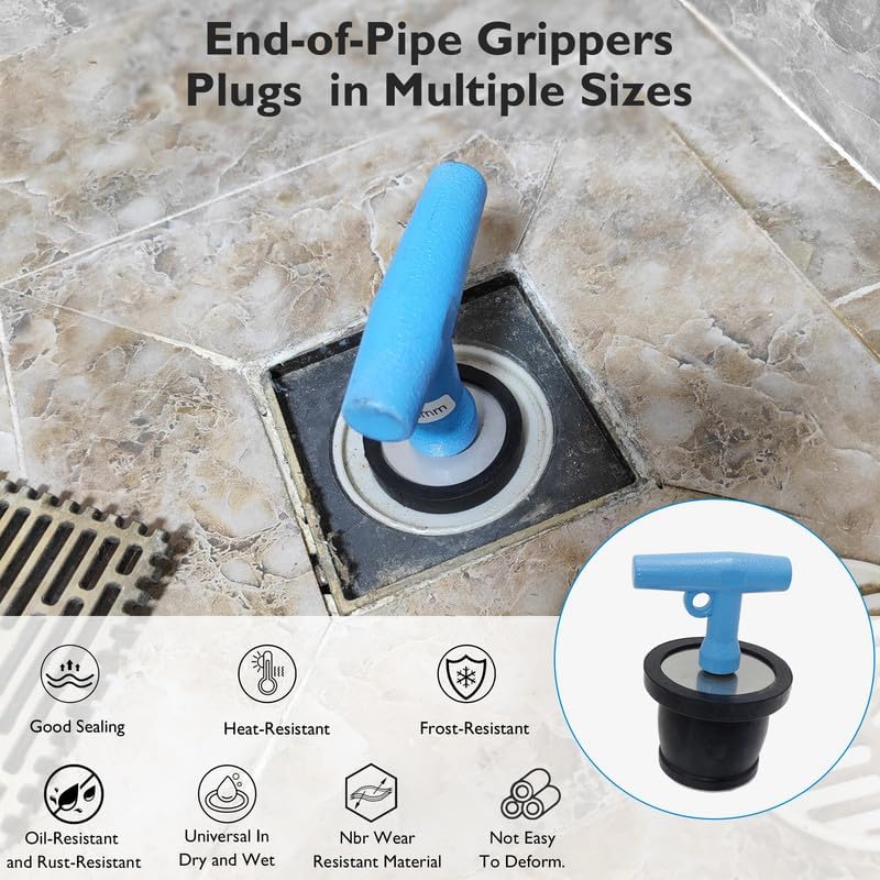BOPOREAE Mechanical Test, Seal, Cleanout Pipe Plug, 1-3/4 to 2-1/4 in Anti-Return Pipeline Winterizing Pool Plug - Marine Boat Handle Drain Plug with Galvanized Screw and Nut for Pipe Sink Pool, 2PCS - Image 2